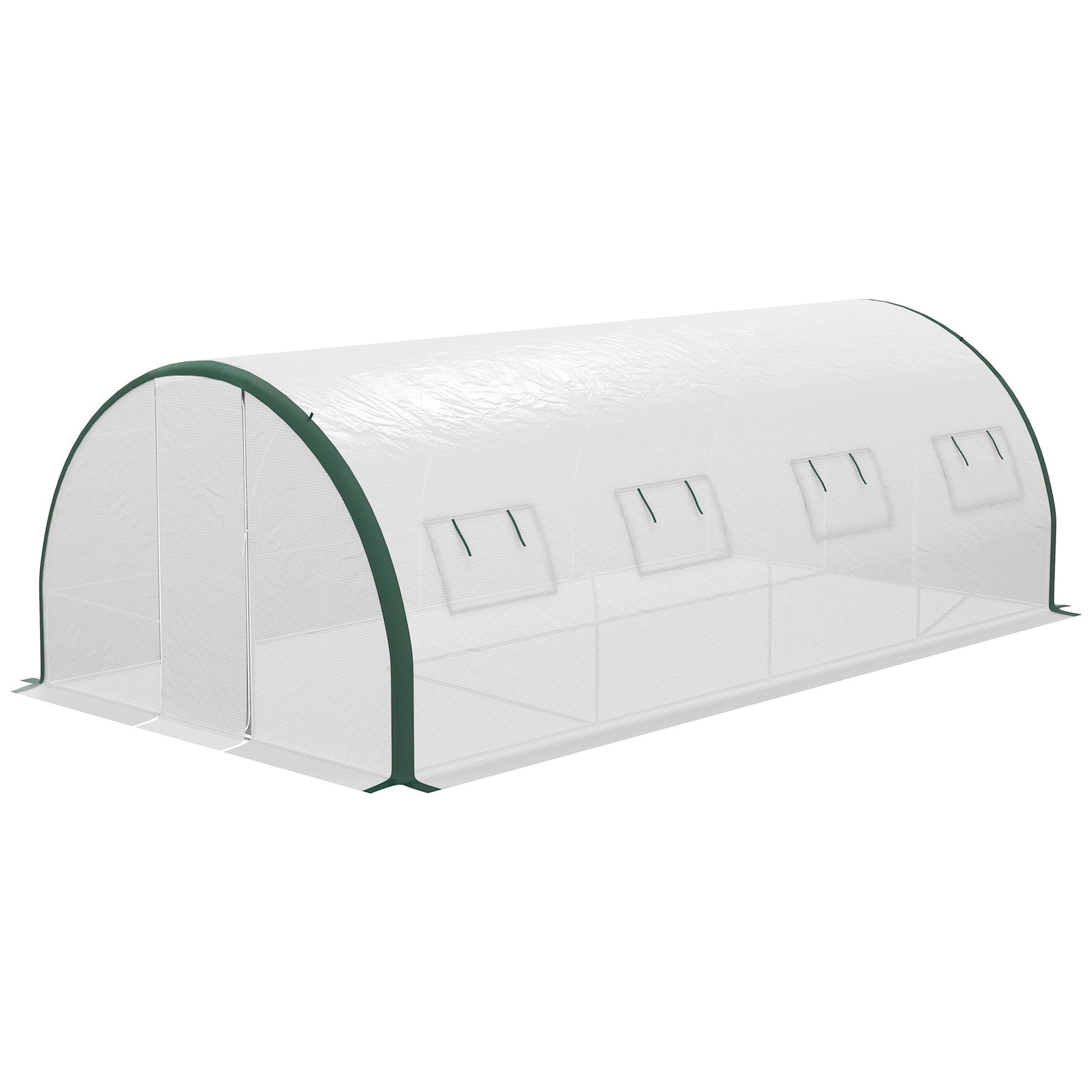 20' x 10' Polytunnel Greenhouse, Galvanized Steel Frame, PE Cover, Hinged Door