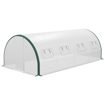 20' x 10' Polytunnel Greenhouse, Galvanized Steel Frame, PE Cover, Hinged Door