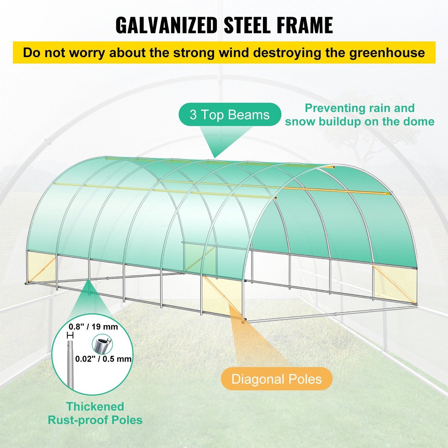 20' x 10' Tunnel Greenhouse, Heavy-Duty & Weatherproof Design
