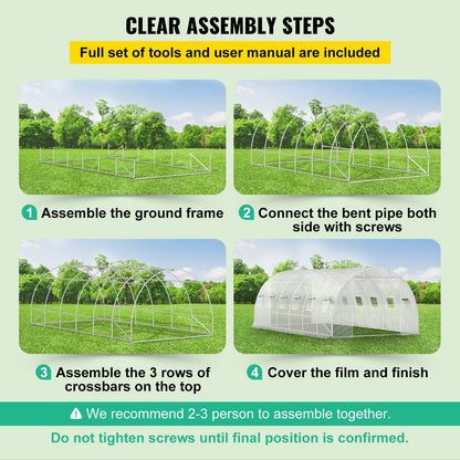 20' x 10' Tunnel Greenhouse, Heavy-Duty & Weatherproof Design