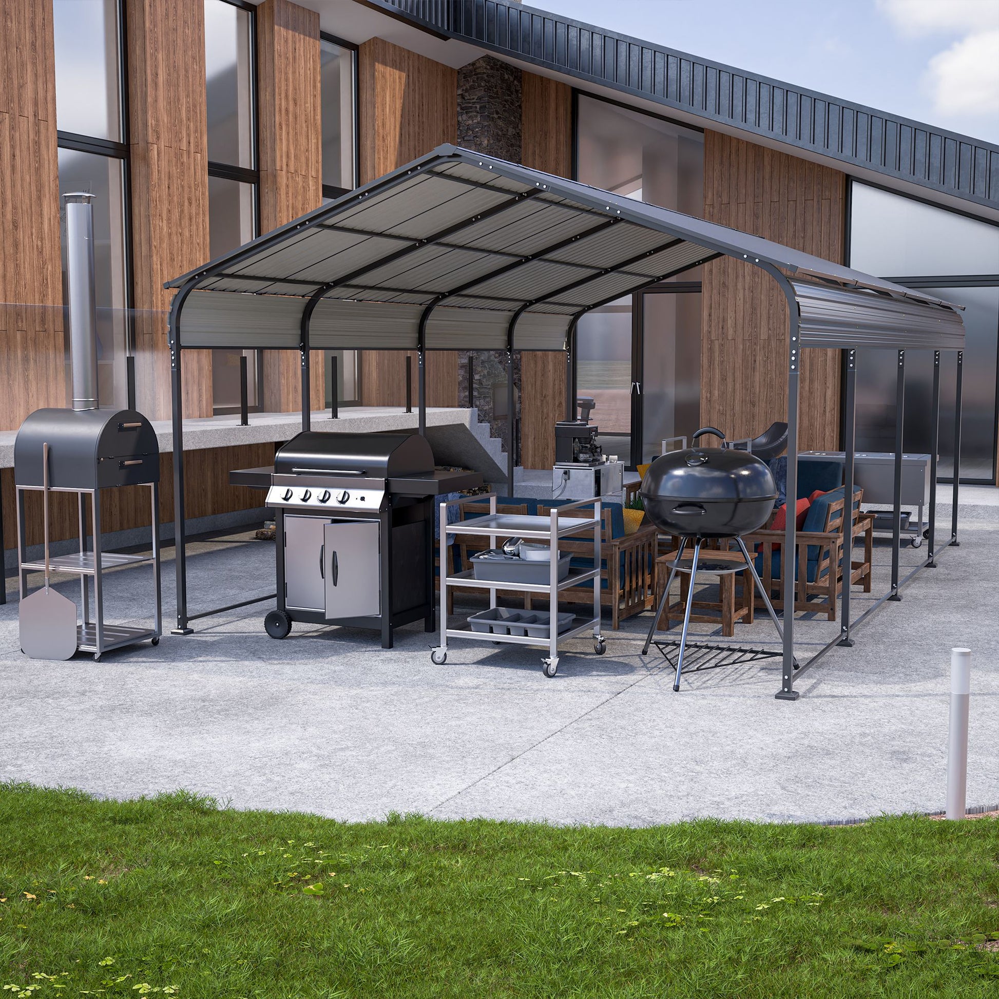 20' x 12' Metal Carport, Heavy Duty Outdoor Galvanized Car Shelter, Boats, Trucks, and SUVs
