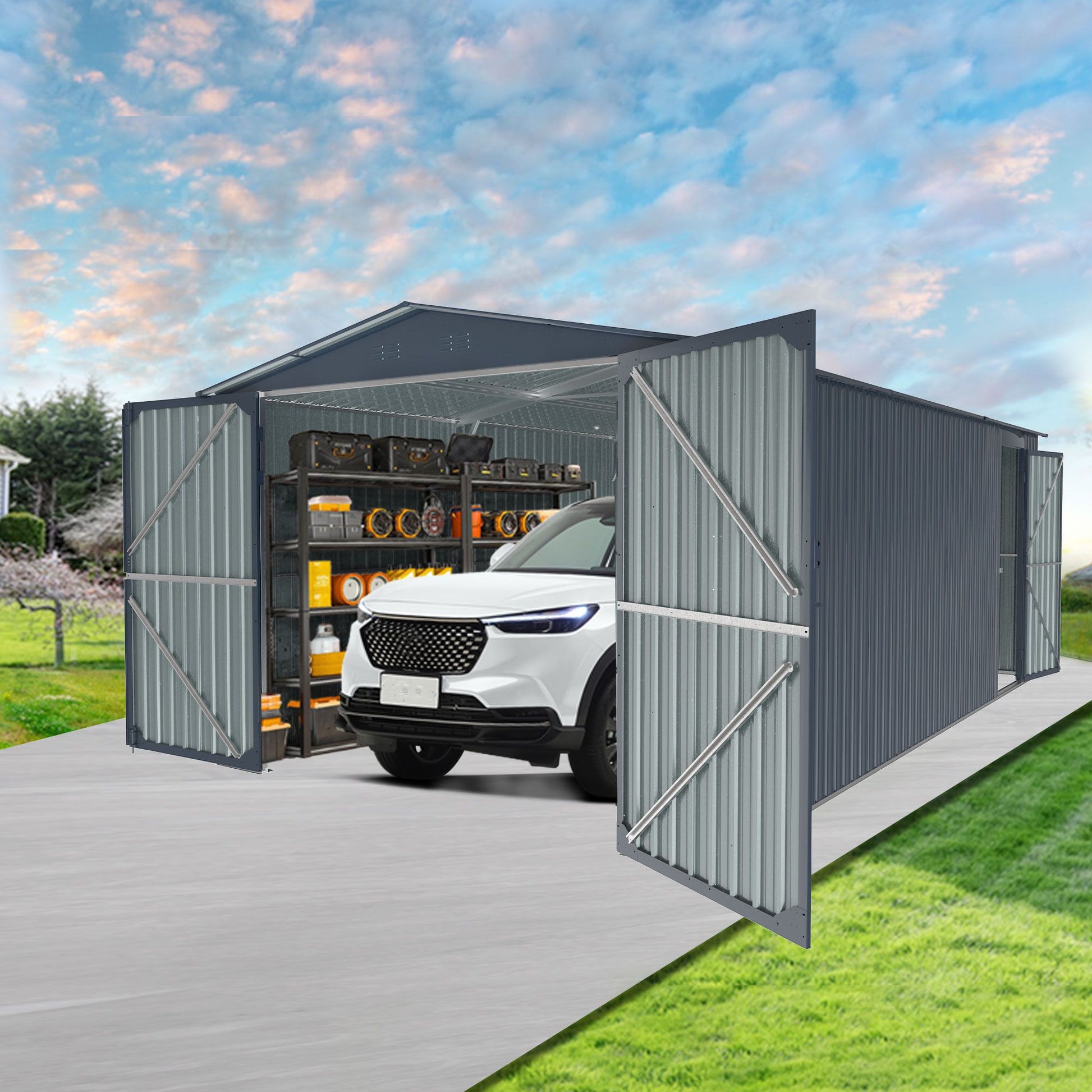 20' x 13' Outdoor Storage Shed, Spacious Walk-In Design