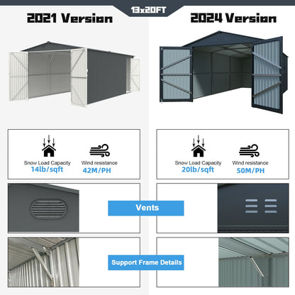 20' x 13' Outdoor Storage Shed, Spacious Walk-In Design