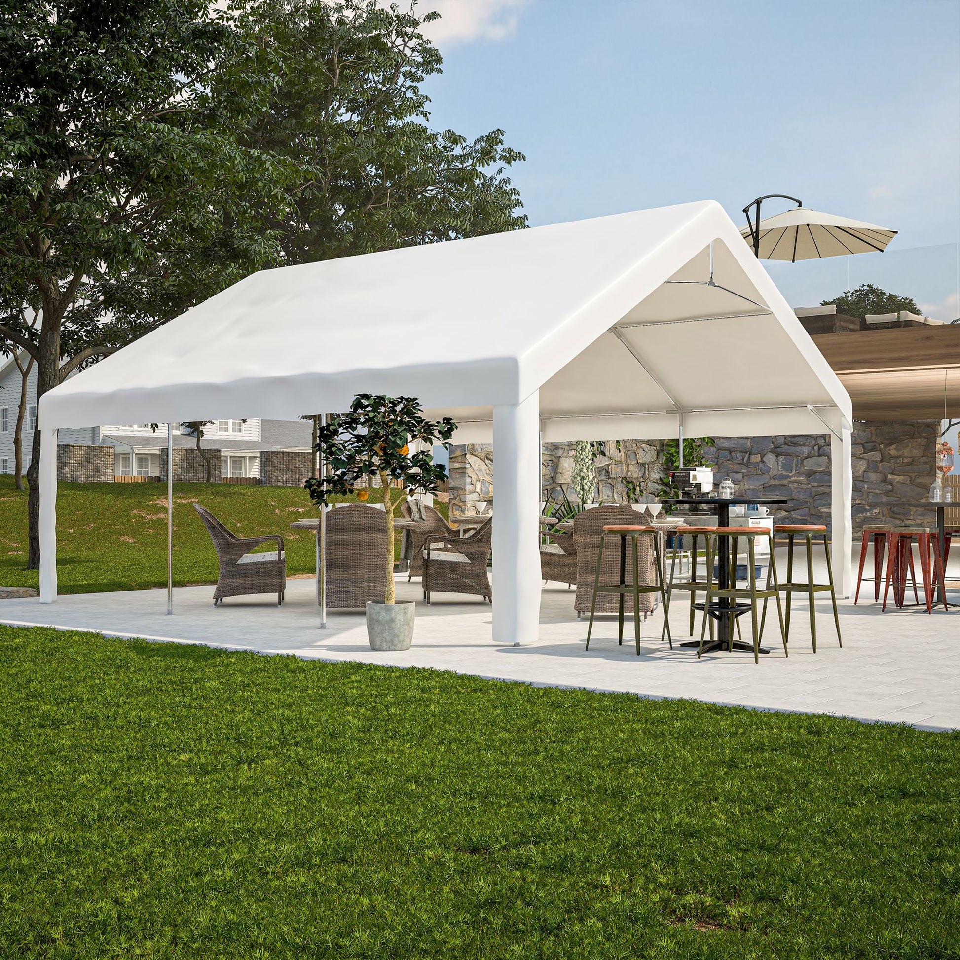 20' x 20' Heavy Duty Party Tent with Sidewalls & Zippered Doors, Outdoor Canopy for Events, Weddings, and Camping