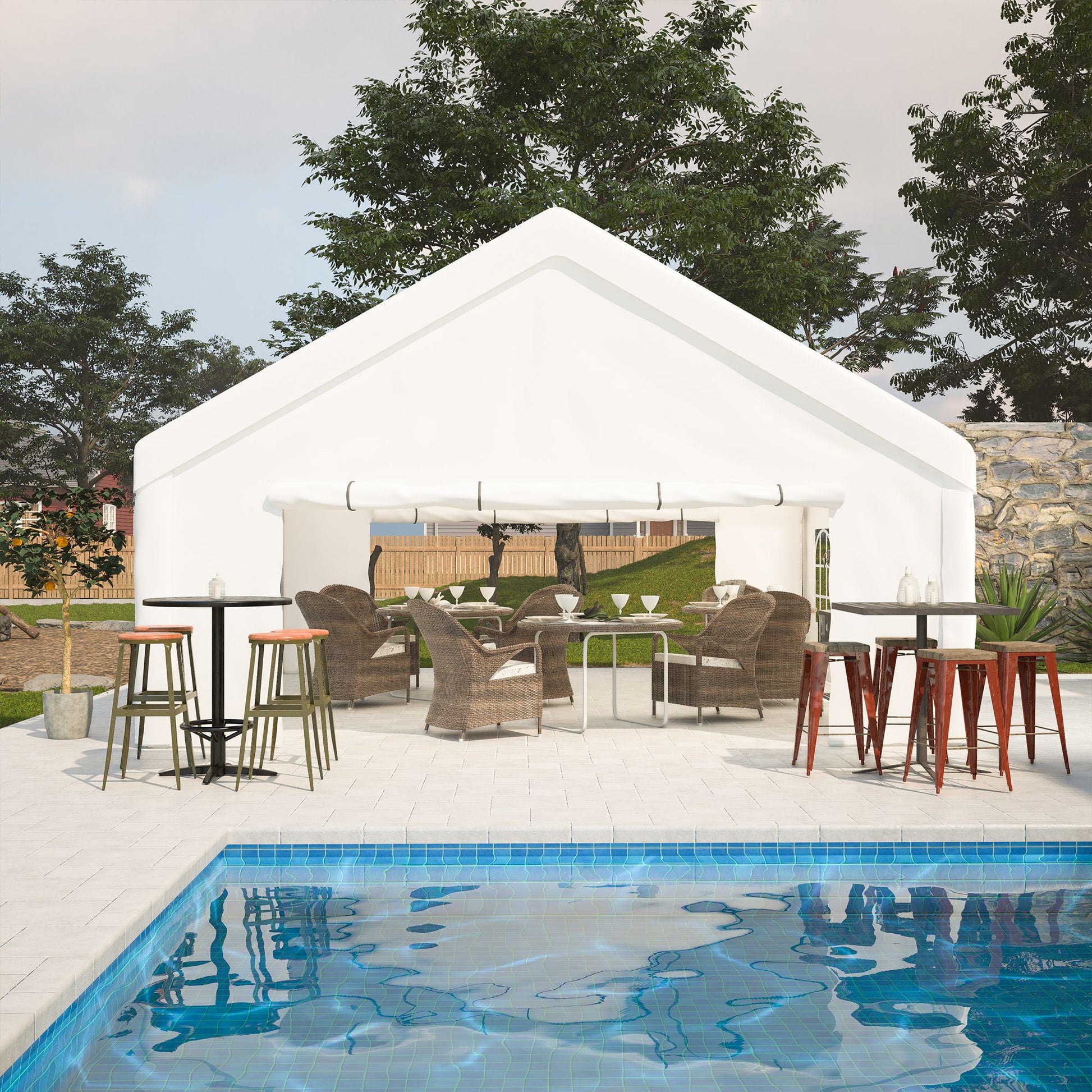 20' x 20' Heavy Duty Party Tent with Sidewalls & Zippered Doors, Outdoor Canopy for Events, Weddings, and Camping
