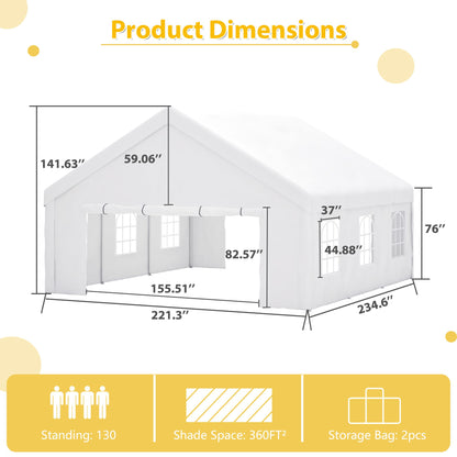 20' x 20' Heavy Duty Party Tent with Sidewalls & Zippered Doors, Outdoor Canopy for Events, Weddings, and Camping