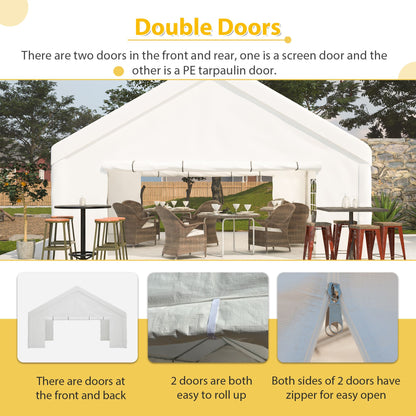 20' x 20' Heavy Duty Party Tent with Sidewalls & Zippered Doors, Outdoor Canopy for Events, Weddings, and Camping
