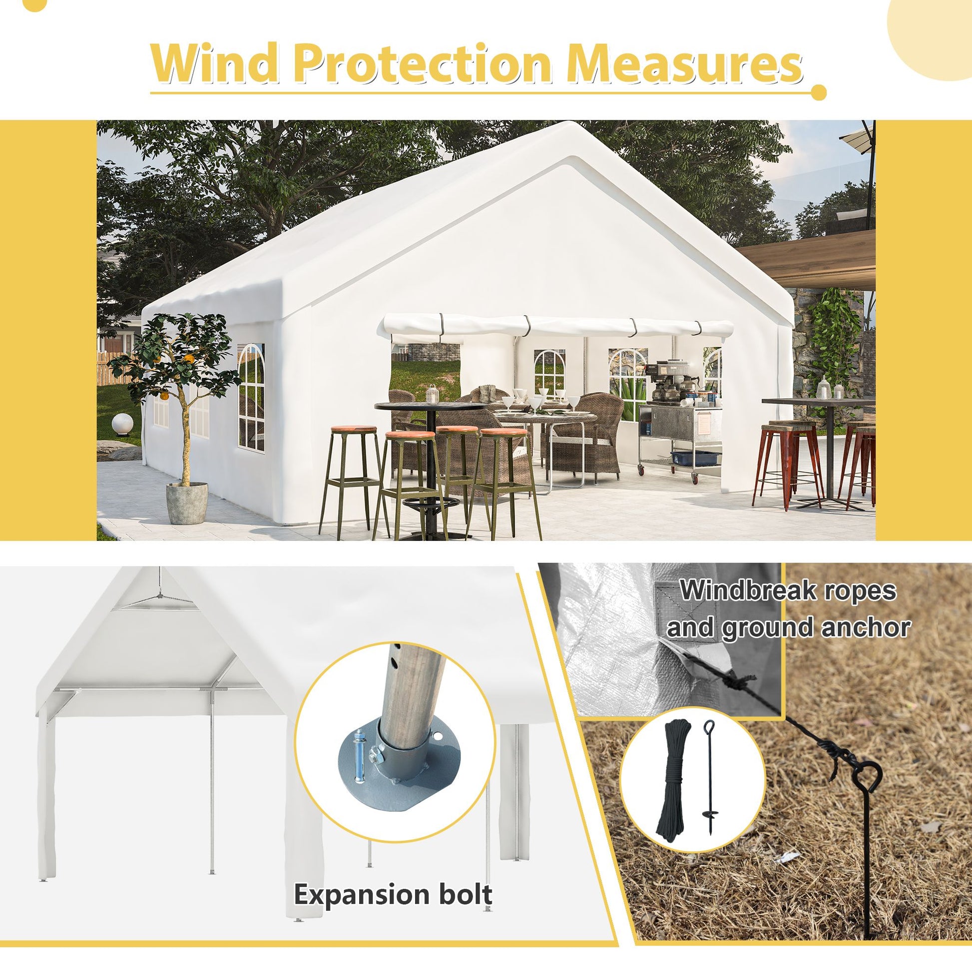 20' x 20' Heavy Duty Party Tent with Sidewalls & Zippered Doors, Outdoor Canopy for Events, Weddings, and Camping