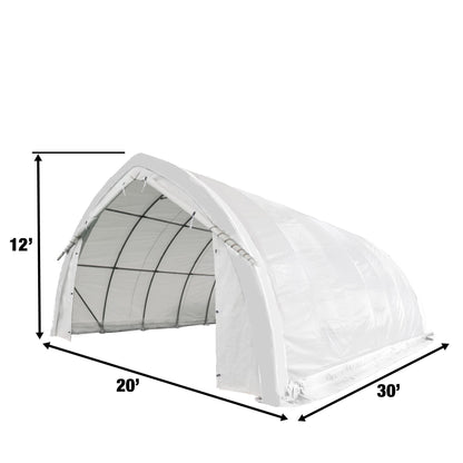20' x 30' Arch Wall Peak Ceiling Storage Shelter with Heavy Duty 17 oz PVC Cover & Drive Through Doors, TMG-ST2031PV(Previously ST2030PV)-2