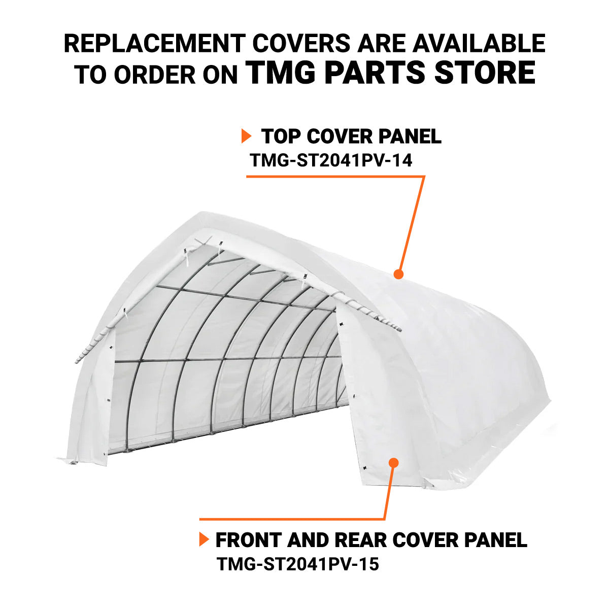 20' x 40' Arch Wall Peak Ceiling Storage Shelter with Heavy Duty 17 oz PVC Cover & Drive Through Doors, TMG-ST2041PV(Previously(ST2040PV)-3