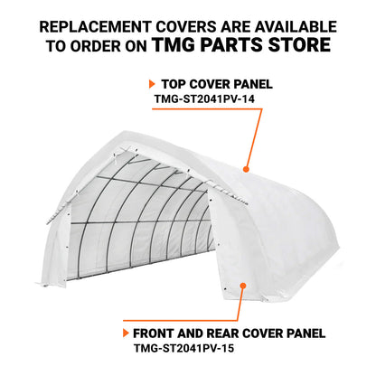 20' x 40' Arch Wall Peak Ceiling Storage Shelter with Heavy Duty 17 oz PVC Cover & Drive Through Doors, TMG-ST2041PV(Previously(ST2040PV)-3