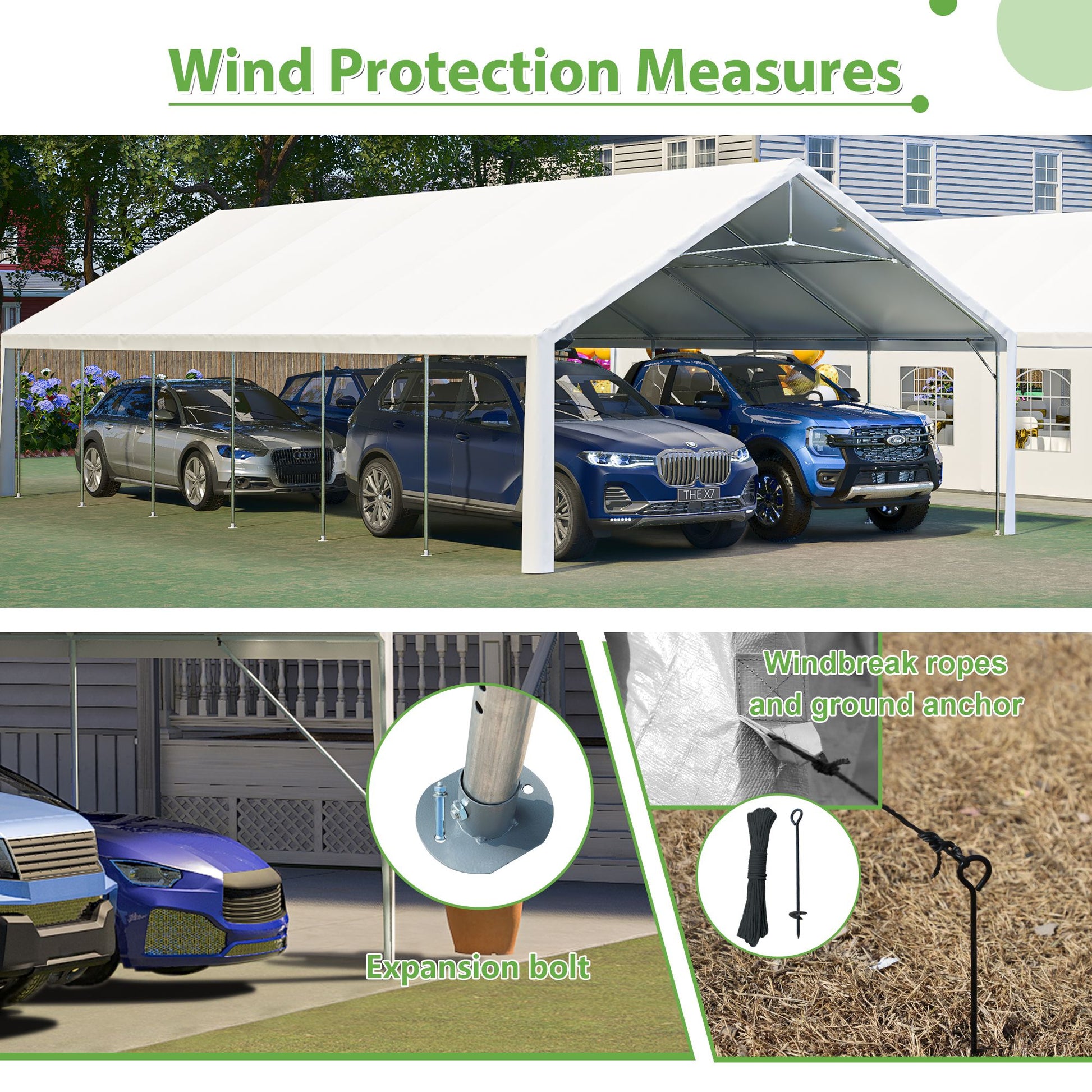 20' x 40' Heavy Duty Party Tent with Removable Sidewalls & Zippered Doors, Outdoor Canopy for Weddings, Events, Camping, and Garden Parties with 3 Carry Bags