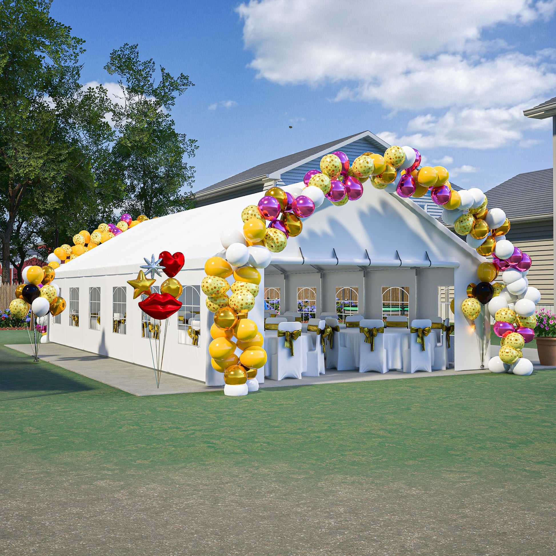 20' x 40' Heavy Duty Party Tent with Removable Sidewalls & Zippered Doors, Outdoor Canopy for Weddings, Events, Camping, and Garden Parties with 3 Carry Bags