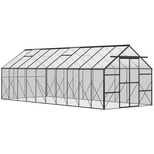 20' x 8' Walk-In Greenhouse, Aluminium Frame, Sliding Door, Adjustable Windows