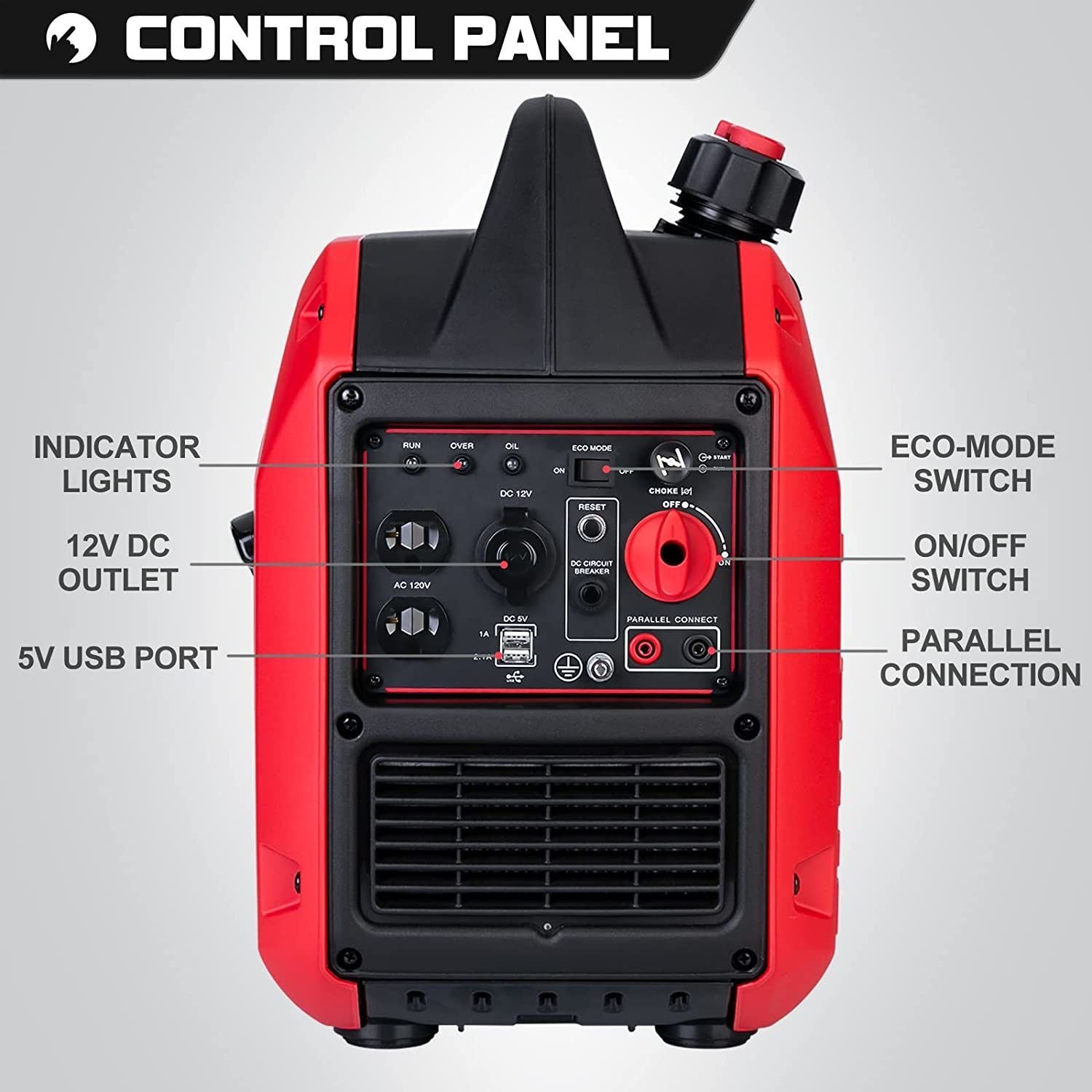2200W Inverter Generator, Super Quiet, Gas Powered, for Outdoor Camping & Home Use