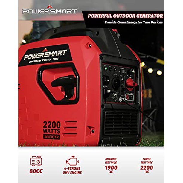 2200W Inverter Generator, Super Quiet, Gas Powered, for Outdoor Camping & Home Use