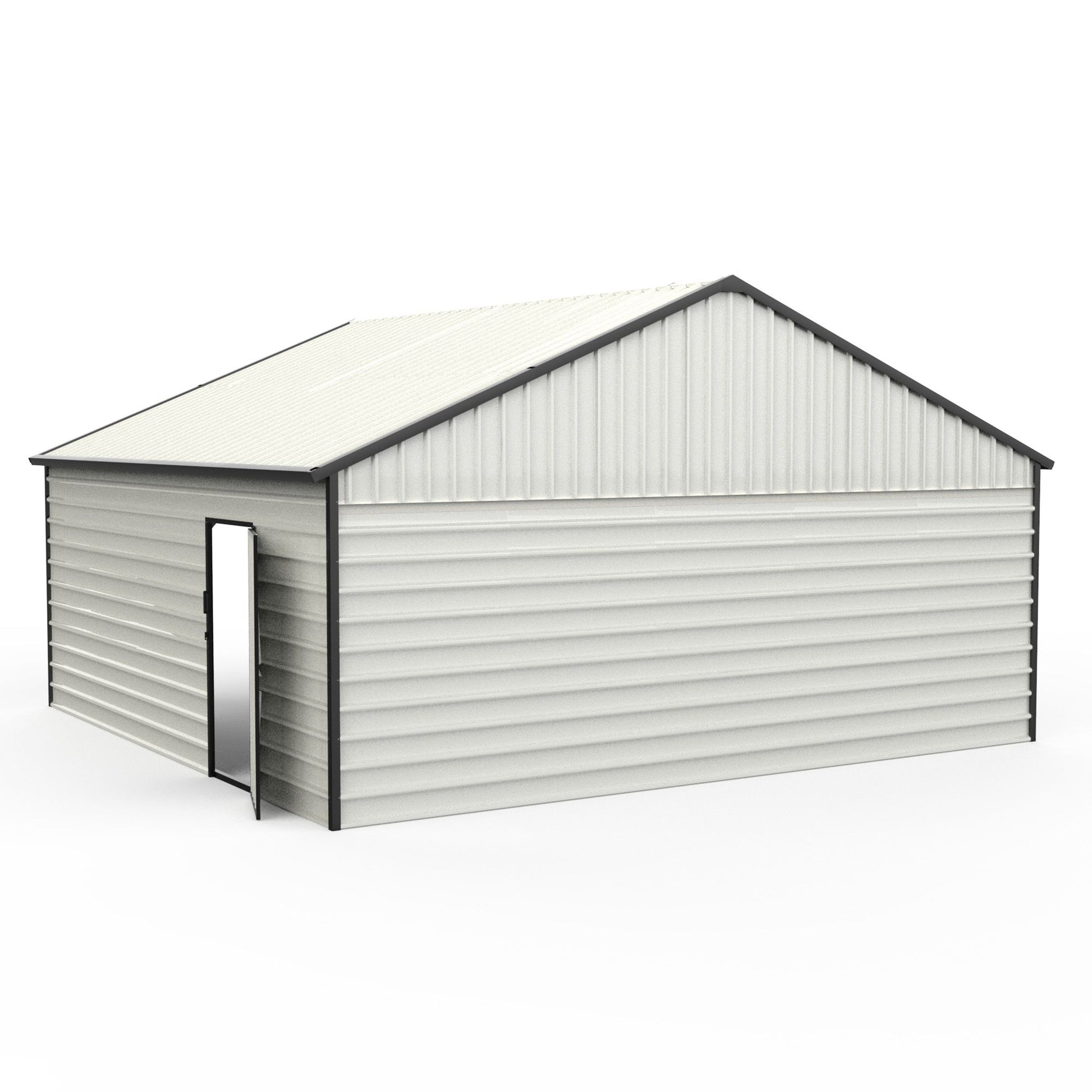 23' x 22' Metal Storage Shed w/ Double Door Garage & Side Entry Door, 500 sq-ft Space
