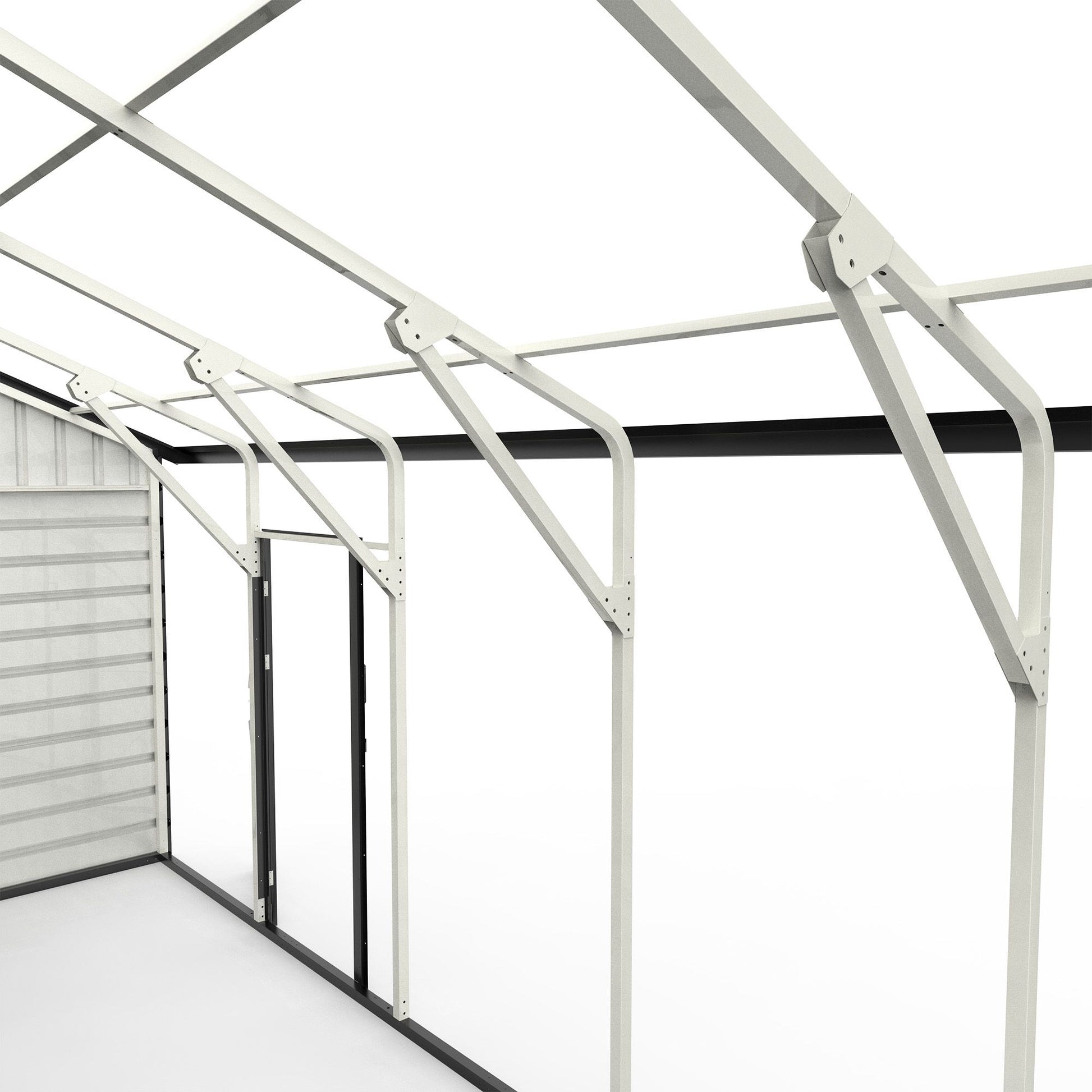 23' x 22' Metal Storage Shed w/ Double Door Garage & Side Entry Door, 500 sq-ft Space