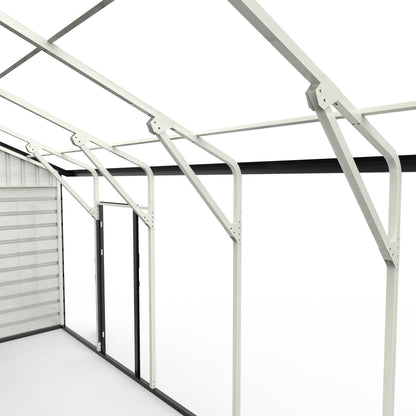 23' x 22' Metal Storage Shed w/ Double Door Garage & Side Entry Door, 500 sq-ft Space