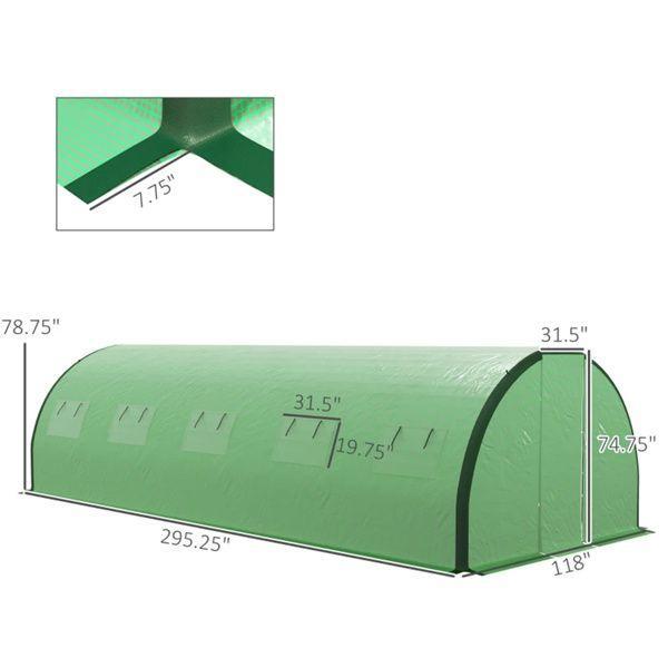 24.5' x 10' Walk-In Outdoor Greenhouse, Galvanized Steel Frame, PE Cover