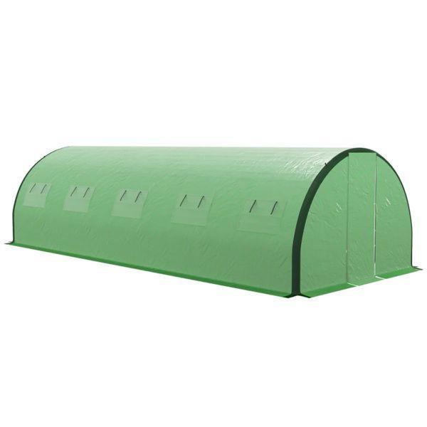 24.5' x 10' Walk-In Outdoor Greenhouse, Galvanized Steel Frame, PE Cover