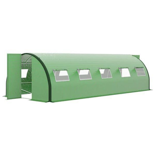 24.5' x 10' Walk-In Outdoor Greenhouse, Galvanized Steel Frame, PE Cover