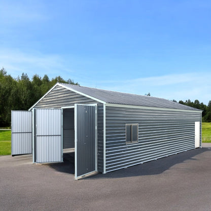 26’ x 40’ Metal Garage Shed, 9’ High Double Front Doors, 14’ Peak, 1040 Sq-Ft TMG-MS2640-2