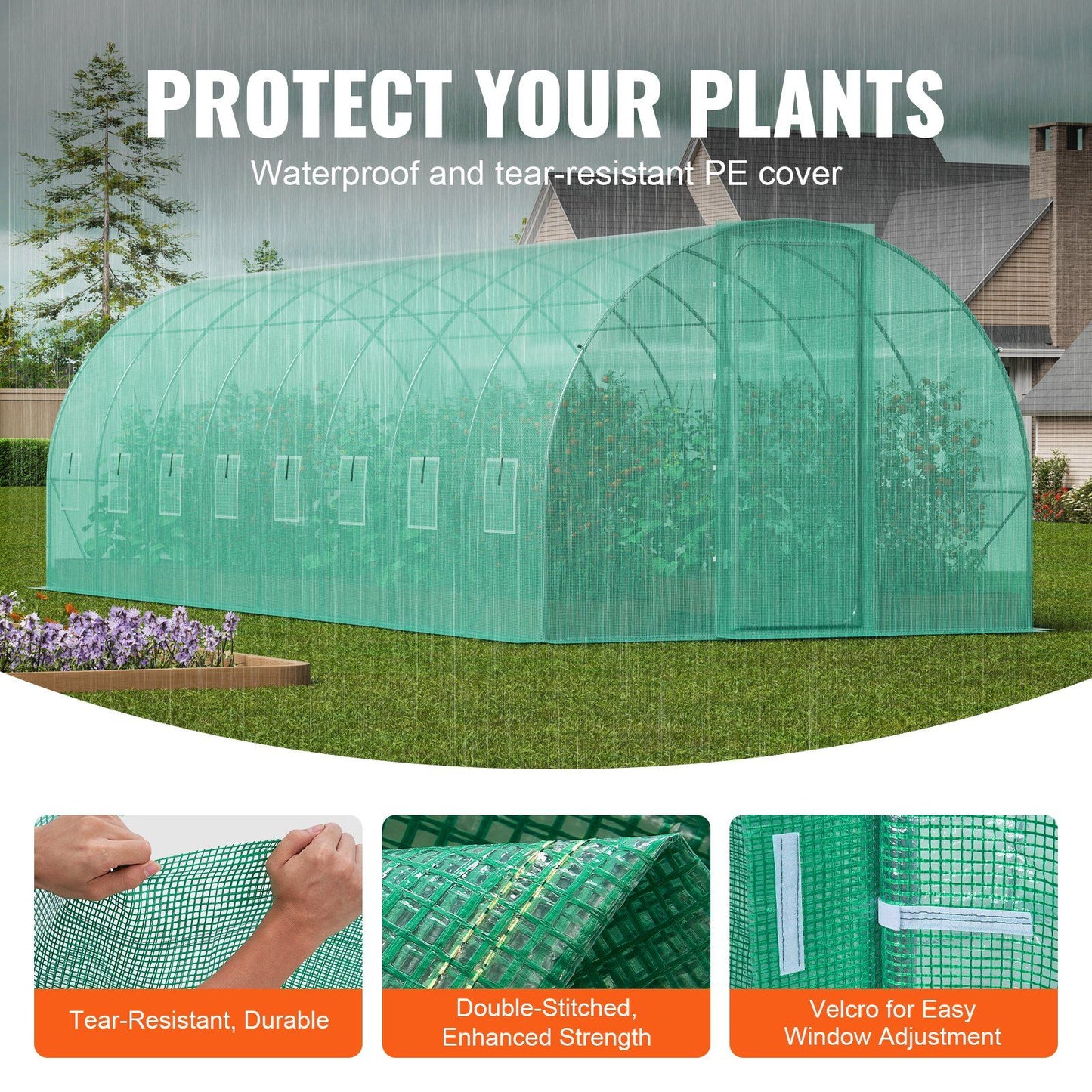 27.5' x 9.5' Tunnel Greenhouse, Heavy-Duty & Weatherproof Design