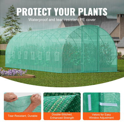 27.5' x 9.5' Tunnel Greenhouse, Heavy-Duty & Weatherproof Design