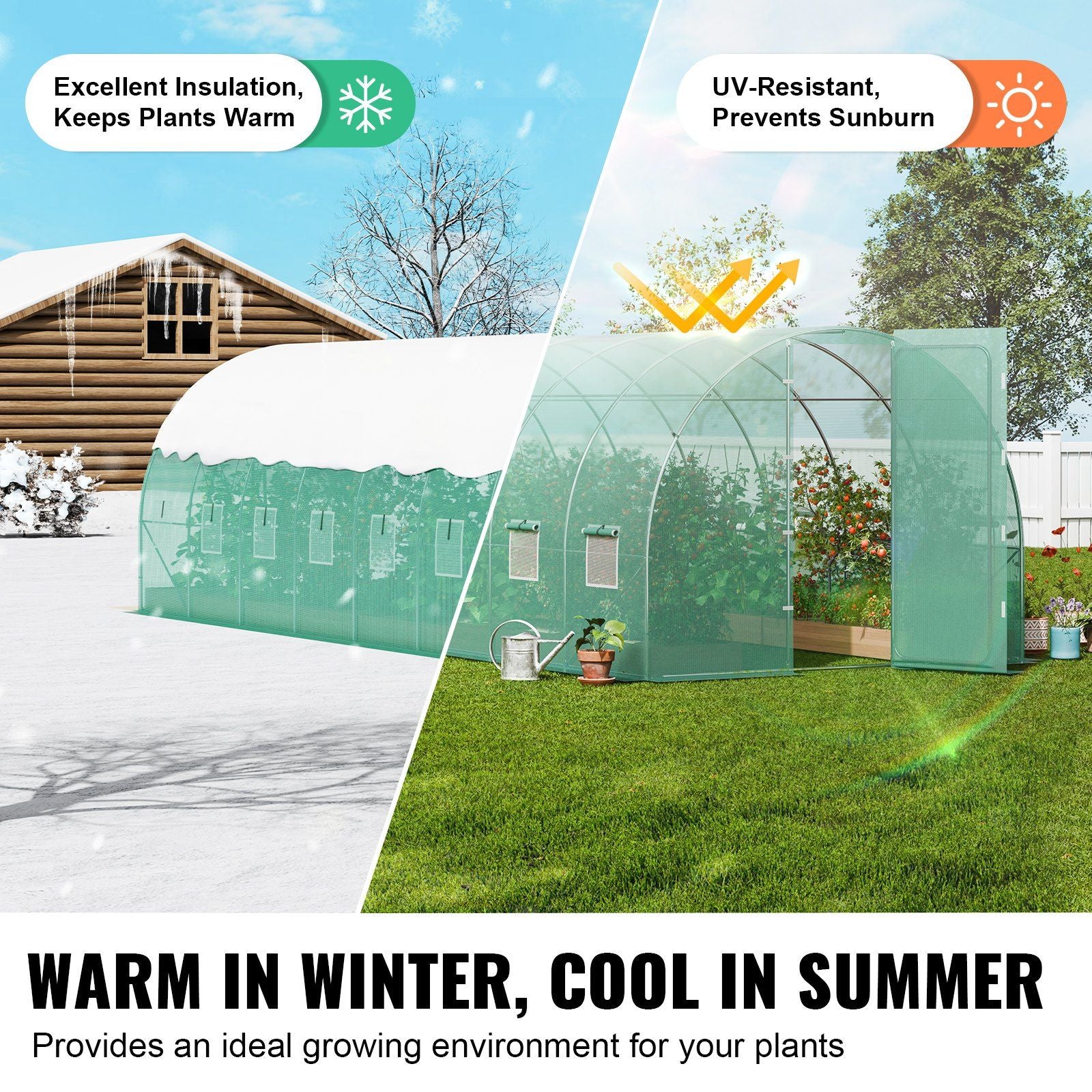 27.5' x 9.5' Tunnel Greenhouse, Heavy-Duty & Weatherproof Design