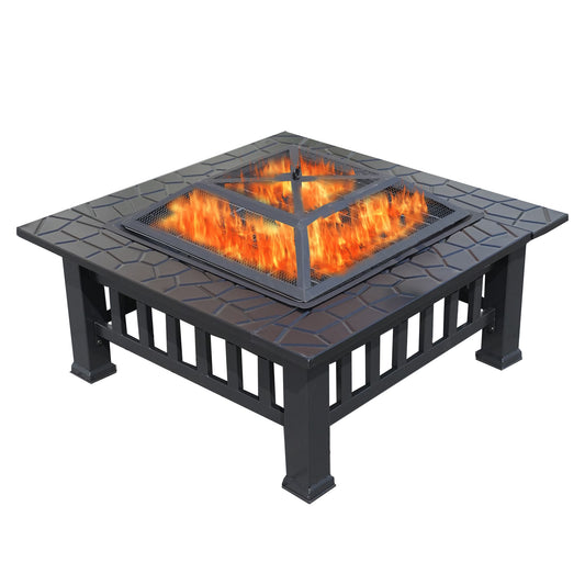 2.5' x 2.5' Outdoor Fire Pit, Wood-Burning with Stainless Steel Grate