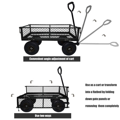 3' x 1.5' 4-Wheel Utility Wagon, 300 lbs Load Capacity, Removable Sides