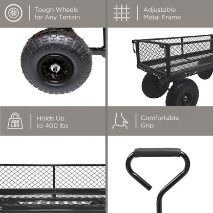 3' x 1.5' 4-Wheel Utility Wagon, 300 lbs Load Capacity, Removable Sides