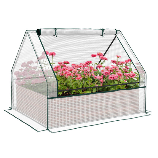 4' x 3' Raised Planter Greenhouse, 2-in-1 Set for Outdoor Gardening