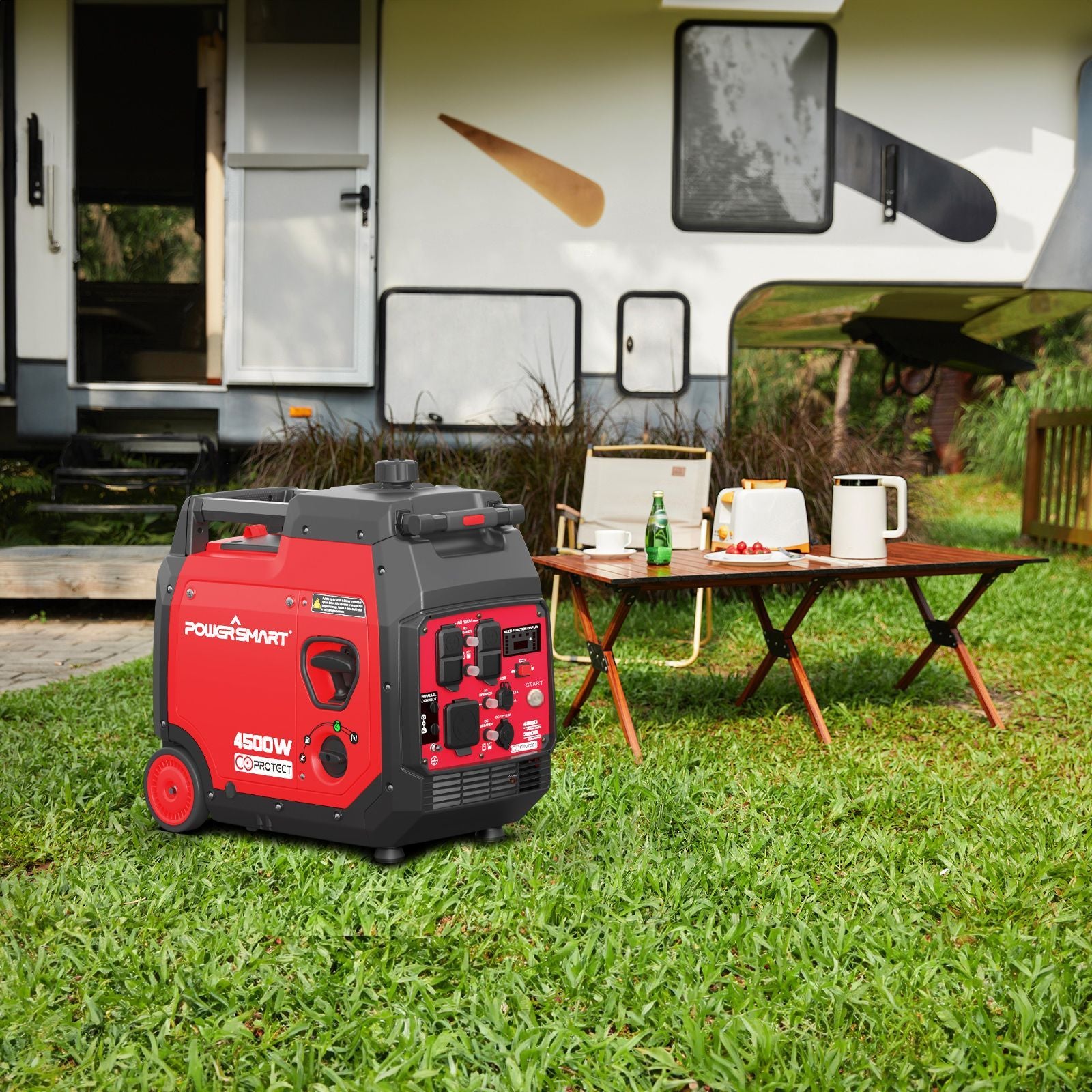 4500W Inverter Generator with CO Detect & Retractable Rod for Outdoor Use PS5045CE,Gas Powered Portable Generator, Low Noise,