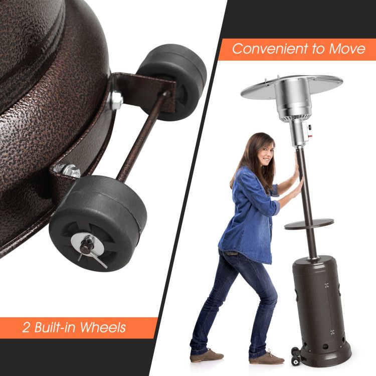 48,000 BTU Propane Patio Heater with Wheels, Outdoor Gas Heater with Tabletop