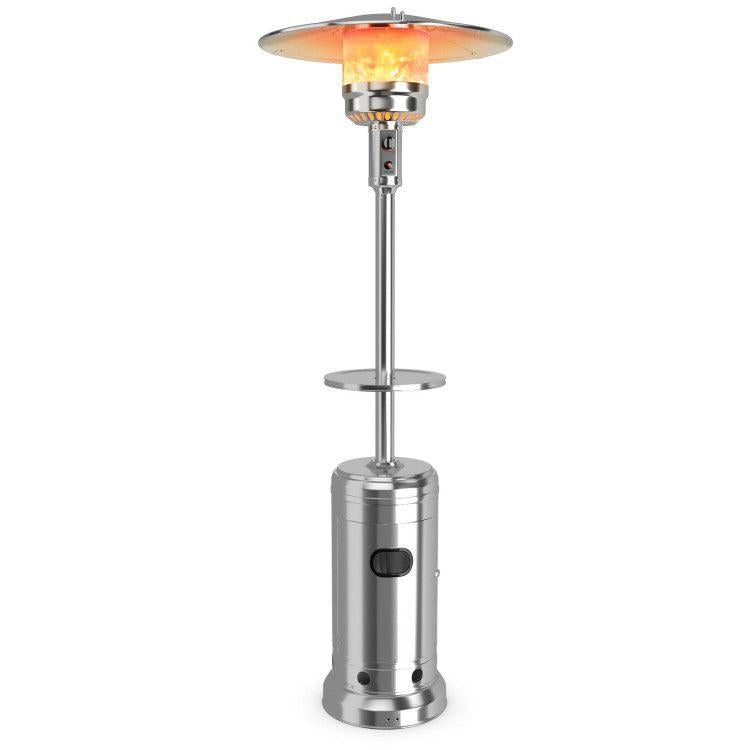48,000 BTU Propane Patio Heater with Wheels, Outdoor Gas Heater with Tabletop