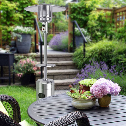 48,000 BTU Propane Patio Heater with Wheels, Outdoor Gas Heater with Tabletop