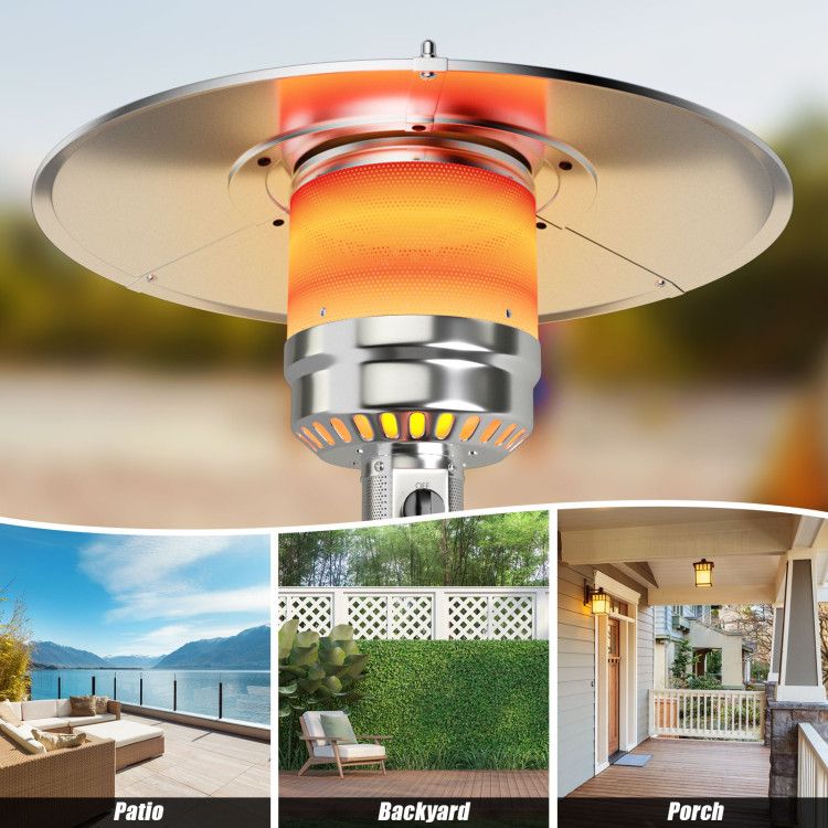 48,000 BTU Propane Patio Heater with Wheels, Outdoor Gas Heater with Tabletop