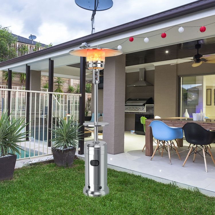 48,000 BTU Propane Patio Heater with Wheels, Outdoor Gas Heater with Tabletop