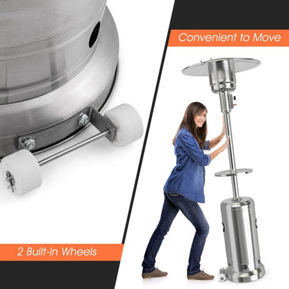 48,000 BTU Propane Patio Heater with Wheels, Outdoor Gas Heater with Tabletop