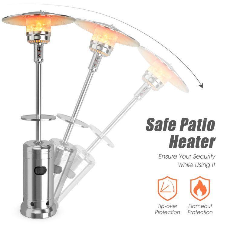 48,000 BTU Propane Patio Heater with Wheels, Outdoor Gas Heater with Tabletop