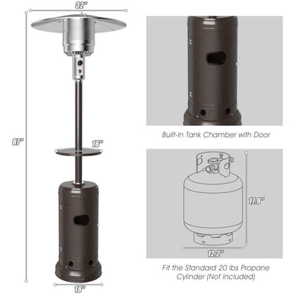 48,000 BTU Propane Patio Heater with Wheels, Outdoor Gas Heater with Tabletop