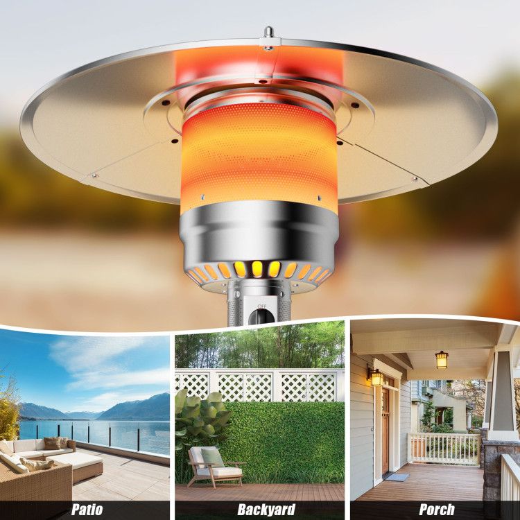 48,000 BTU Propane Patio Heater with Wheels, Outdoor Gas Heater with Tabletop