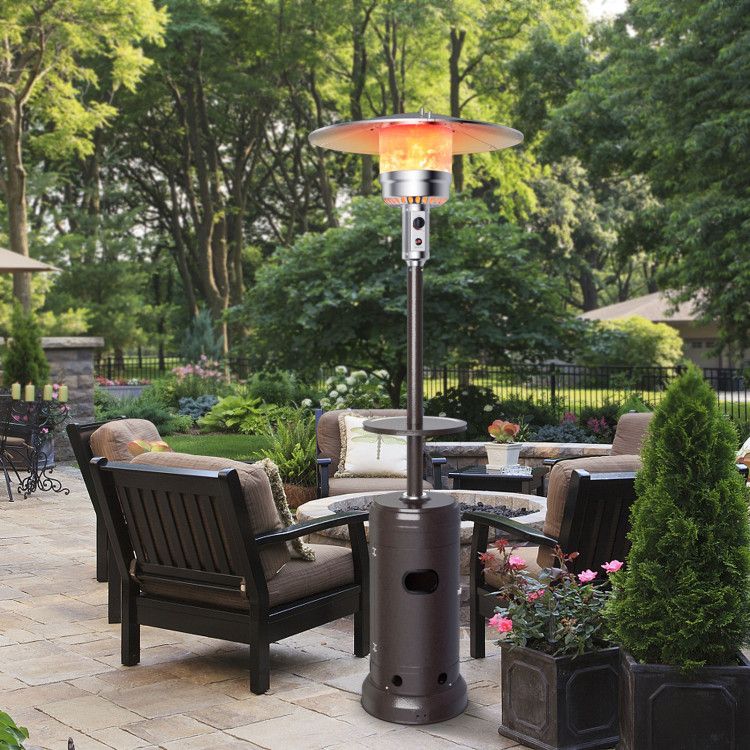 48,000 BTU Propane Patio Heater with Wheels, Outdoor Gas Heater with Tabletop