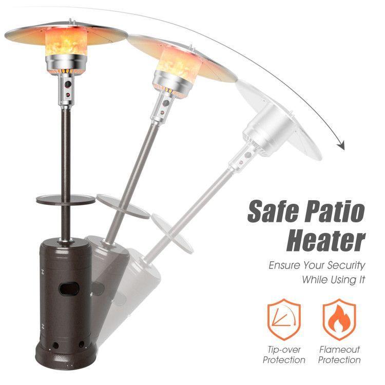 48,000 BTU Propane Patio Heater with Wheels, Outdoor Gas Heater with Tabletop