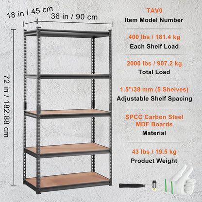 5-Tier Adjustable Heavy-Duty Storage Shelving Unit – 2000 lbs Capacity