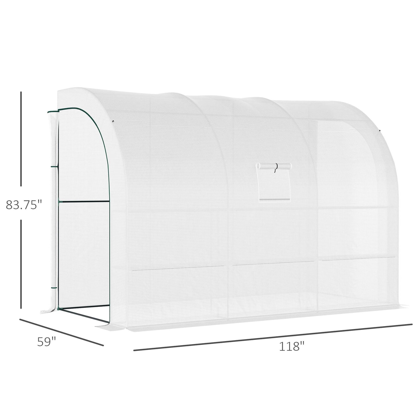 5' x 10' Lean-to Greenhouse, Compact Design with Shelves, Zippered Door