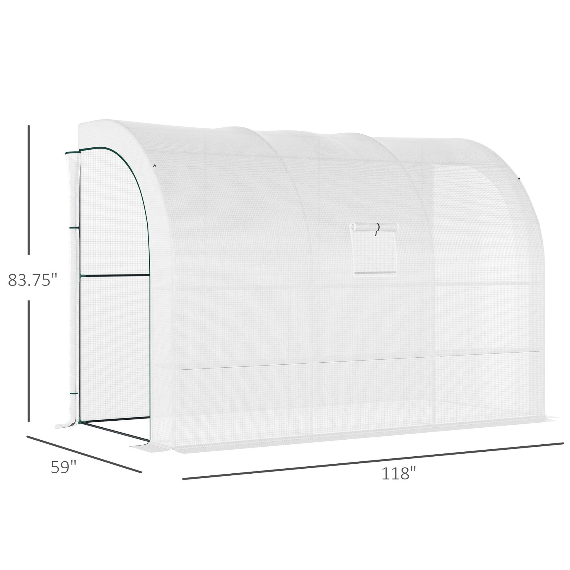 5' x 10' Lean-to Greenhouse, Compact Design with Shelves, Zippered Door