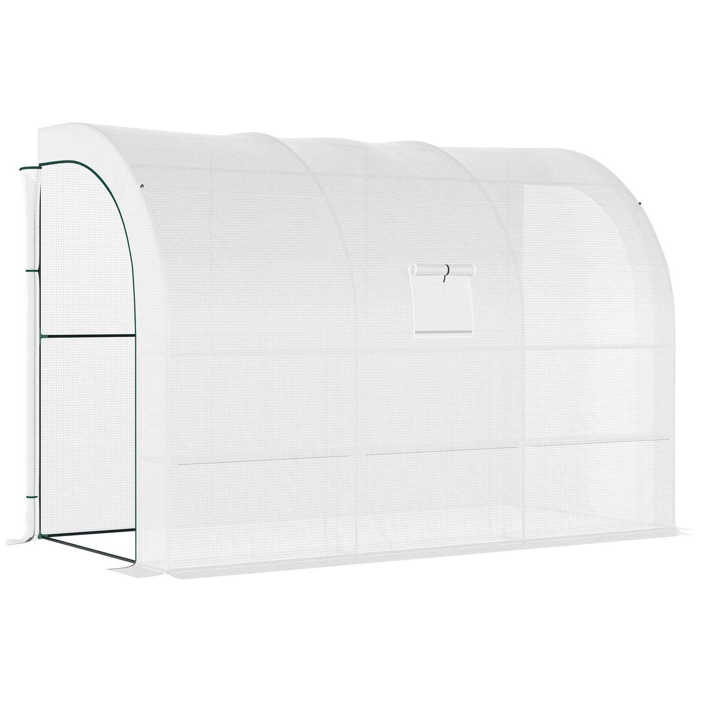 5' x 10' Lean-to Greenhouse, Compact Design with Shelves, Zippered Door